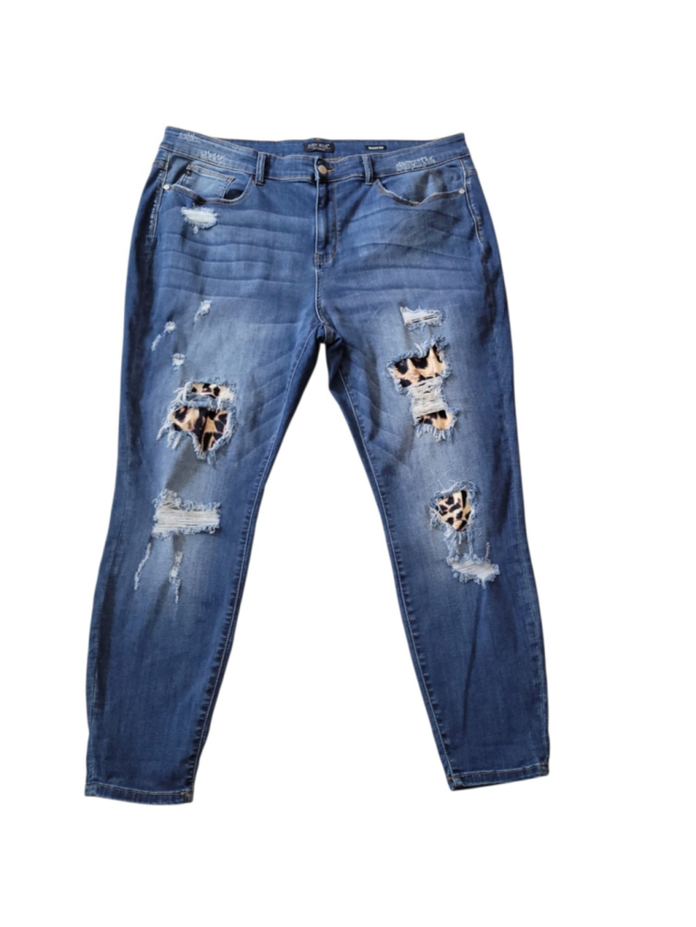 Judy Blue Women's Distressed Skinny Fit Ankle High Waist Stretch Blue Jeans 22W